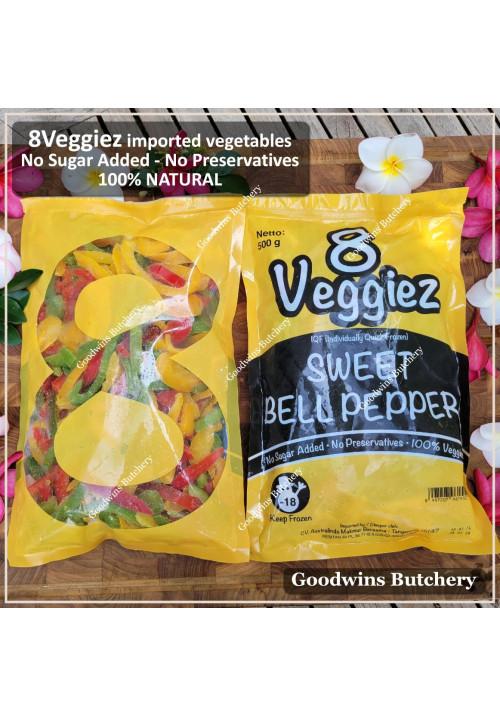 8Veggiez frozen vegetable IQF CAPSICUM SWEET BELL PEPPER PAPRIKA MIXED COLOURS 500g 8 Veggiez